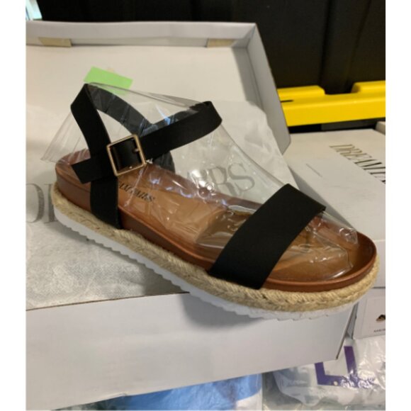 DREAM PAIRS Women’s Open Toe Ankle Strap Espadrille Platform Buckle Sandal Black - Picture 5 of 5